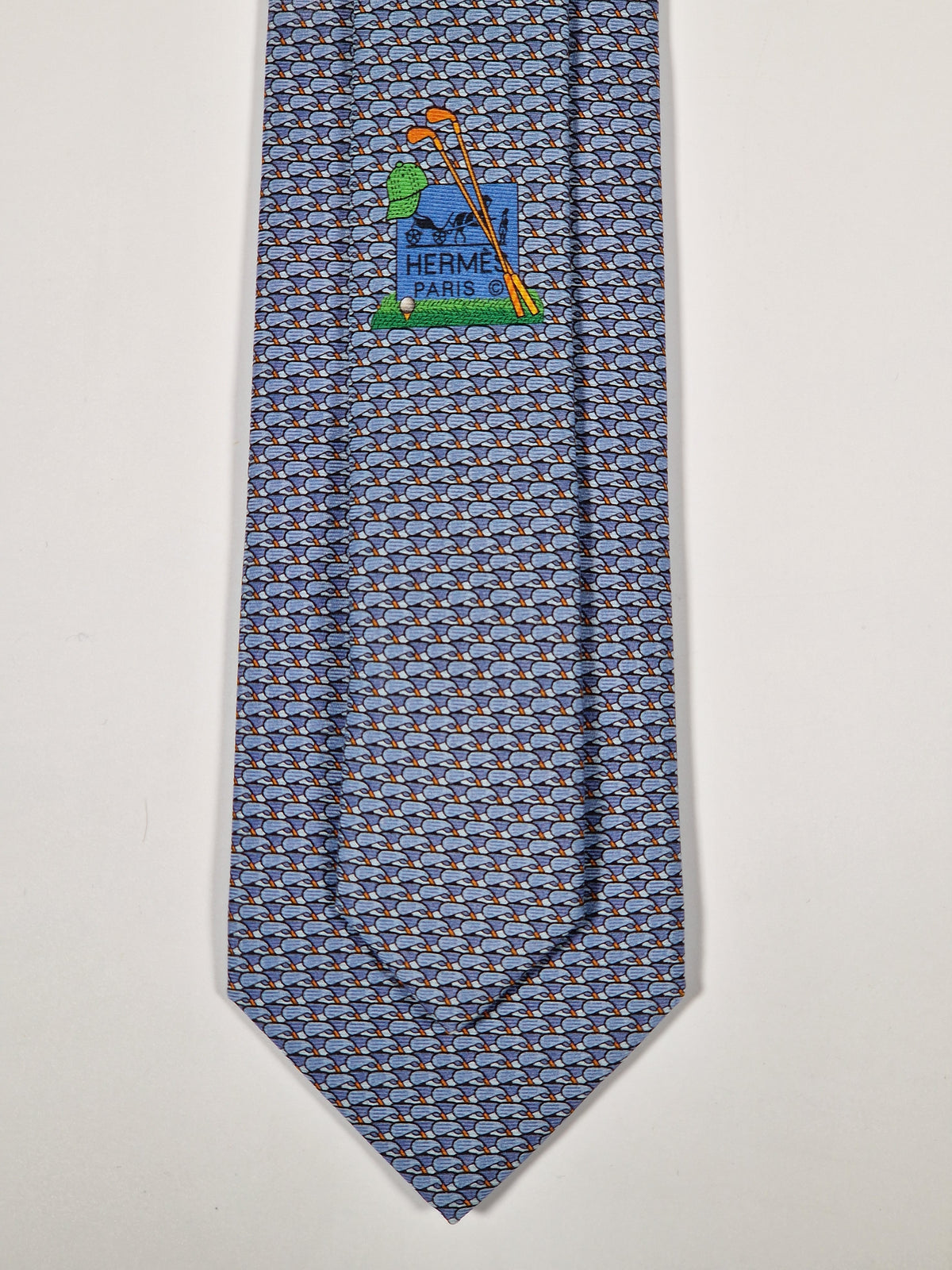 645819 Hermès tie blue golfclubs pattern 645819 IA