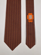 645829 Hermès tie black whimsical macarons 645829 IA