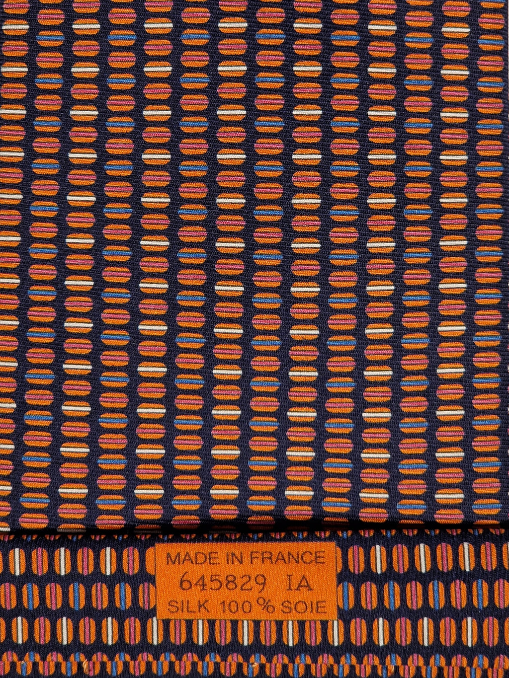 645829 Hermès tie black whimsical macarons 645829 IA