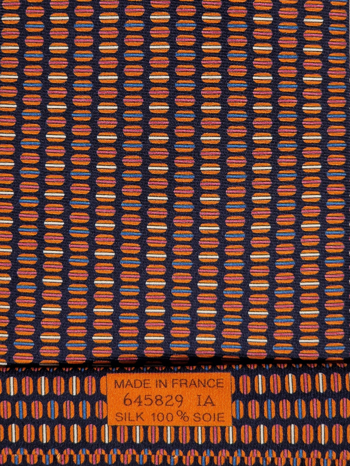 645829 Hermès tie black whimsical macarons 645829 IA
