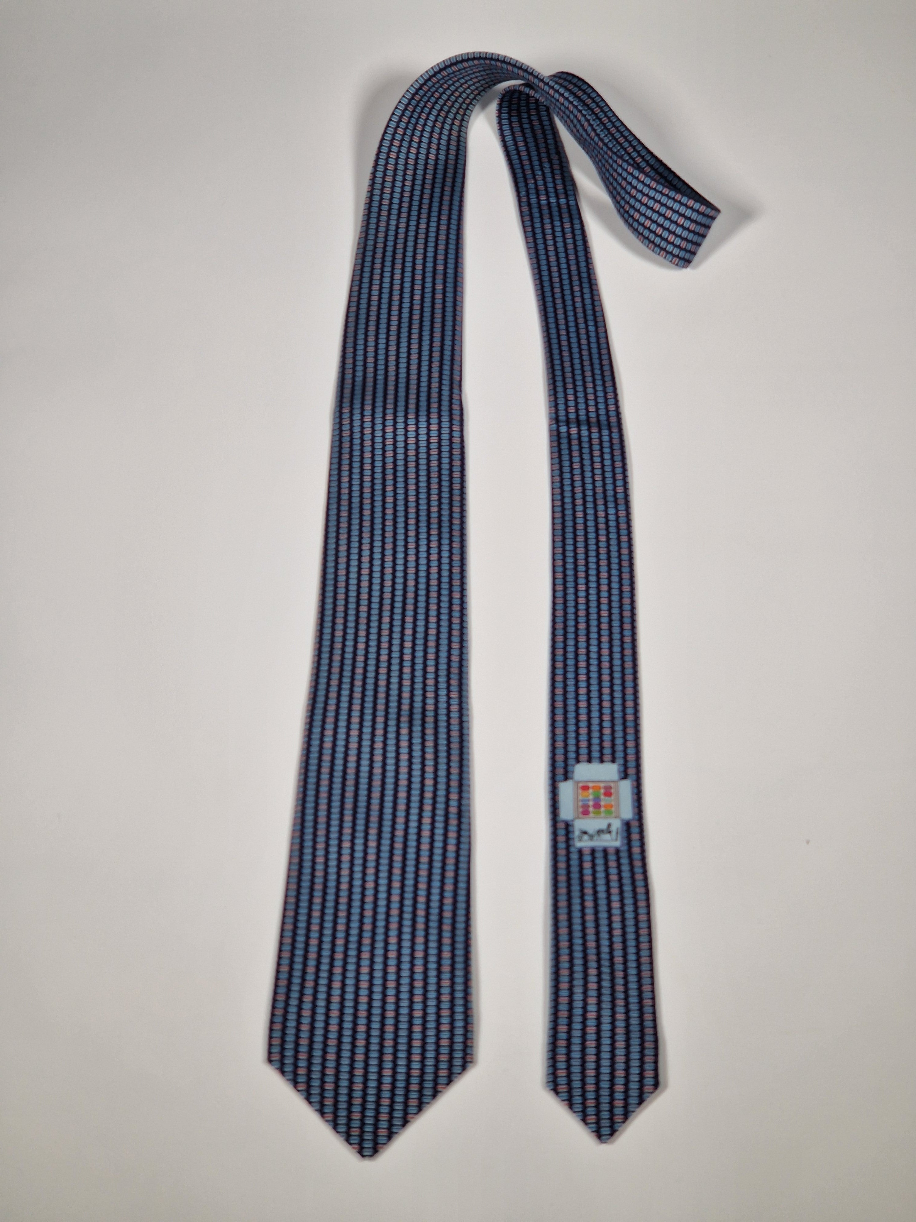 Hermès silk tie blu macarons whimsical pattern 645829 IA
