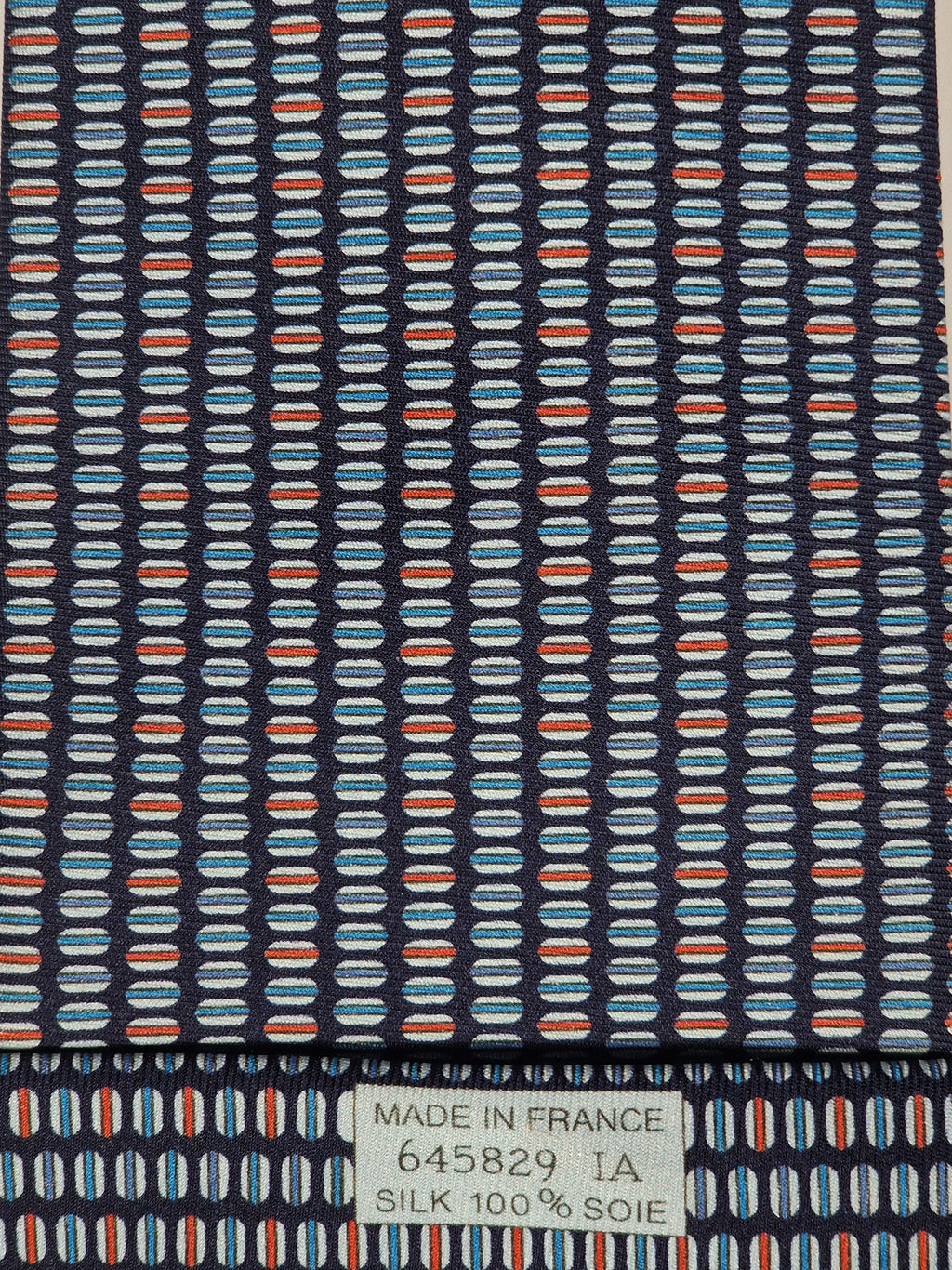 Hermès silk tie blu macarons whimsical pattern 645829 IA
