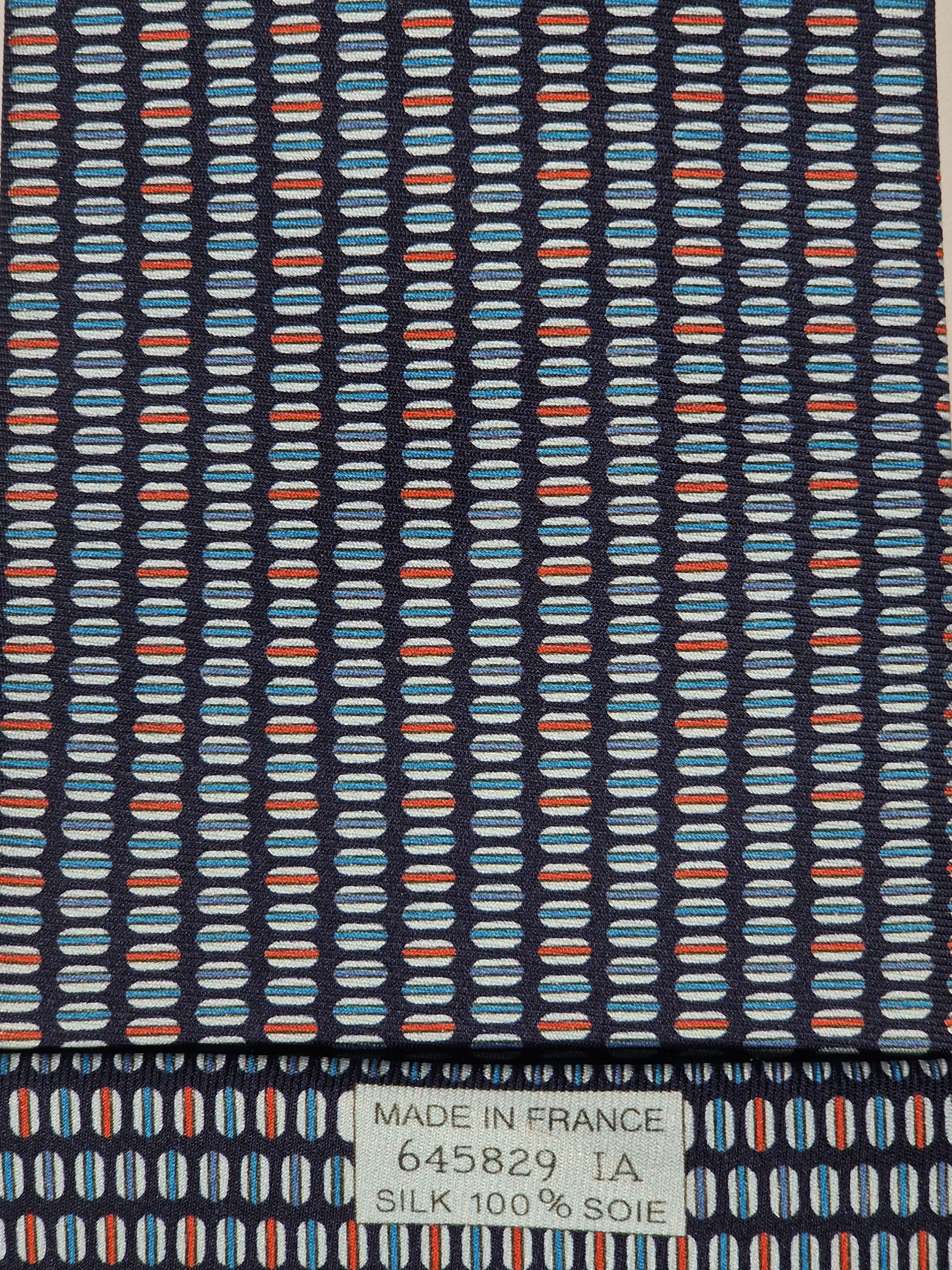 Hermès silk tie blu macarons whimsical pattern 645829 IA