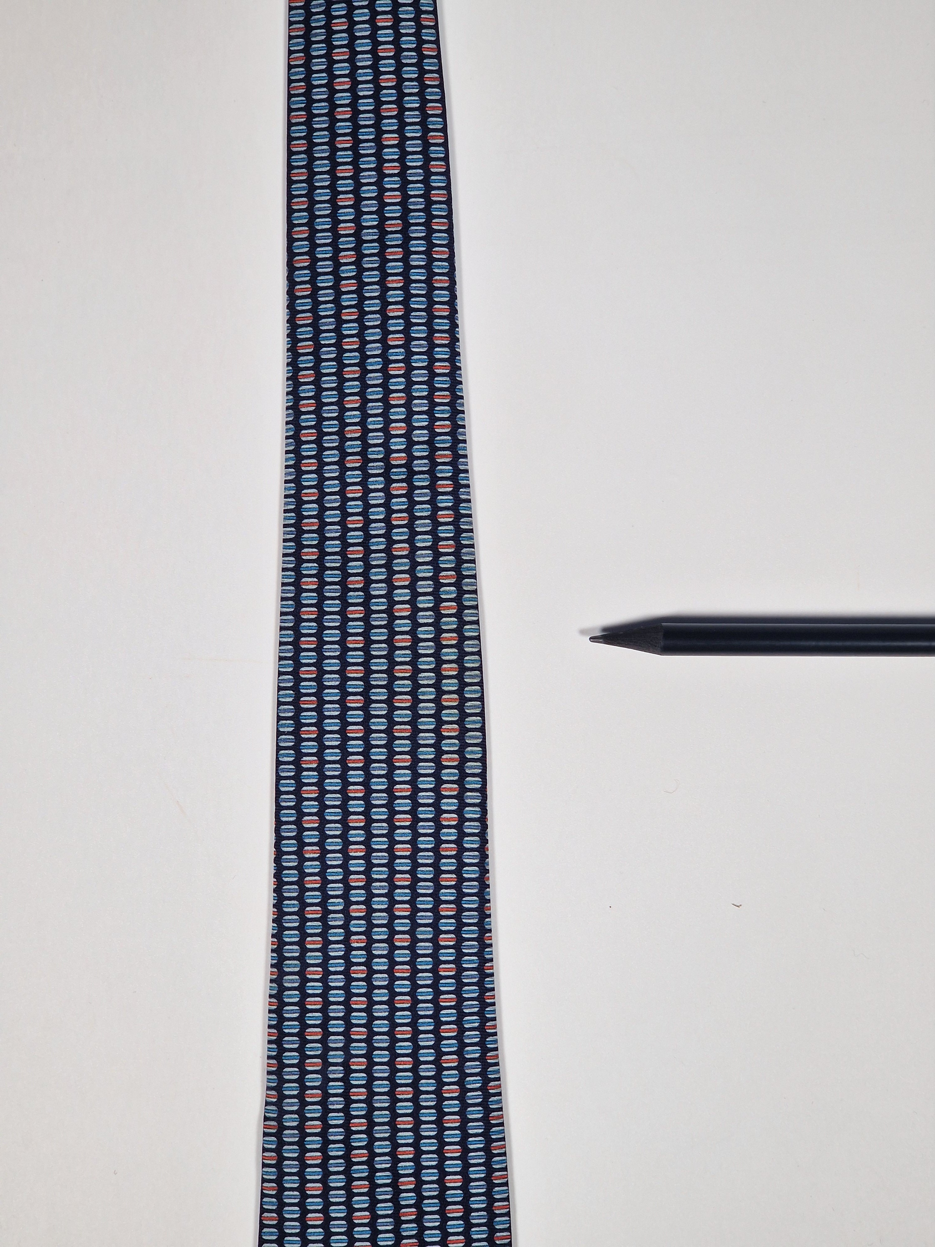 Hermès silk tie blu macarons whimsical pattern 645829 IA