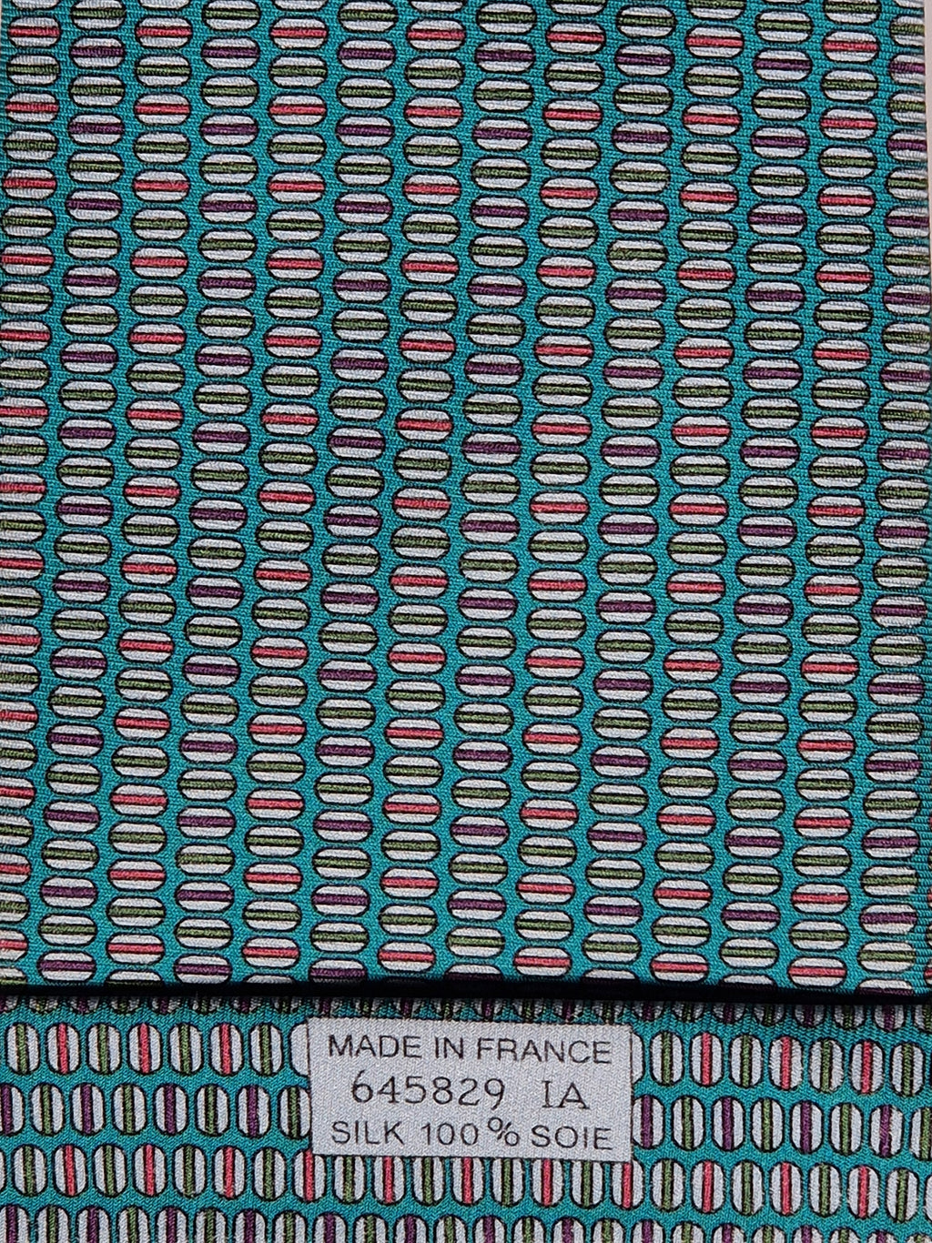 Hermès silk tie green whimsical macarons pattern 645829 IA