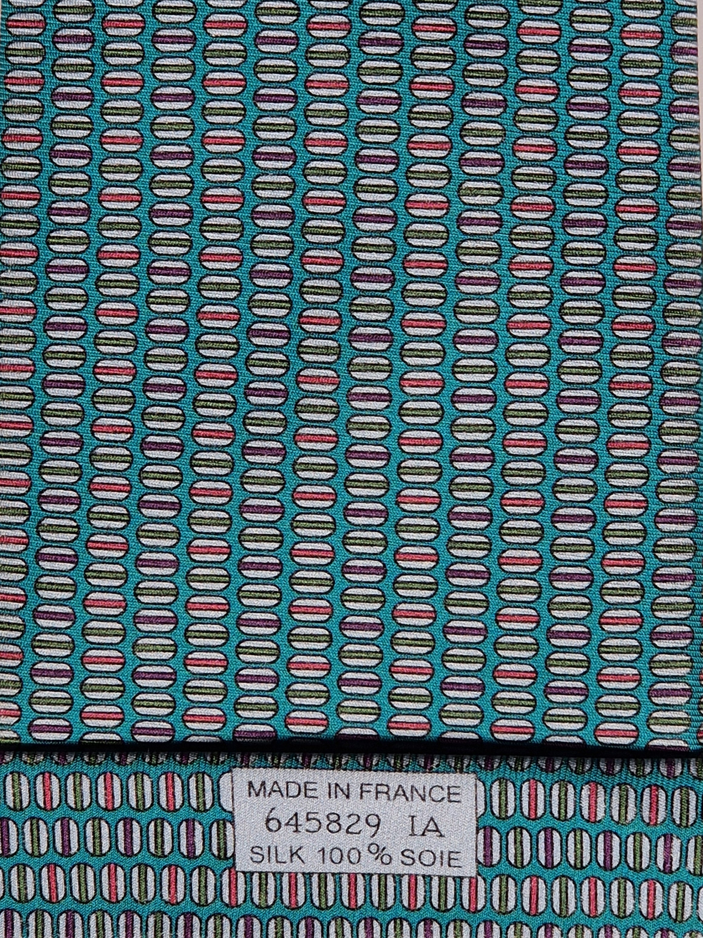 Hermès silk tie green whimsical macarons pattern 645829 IA