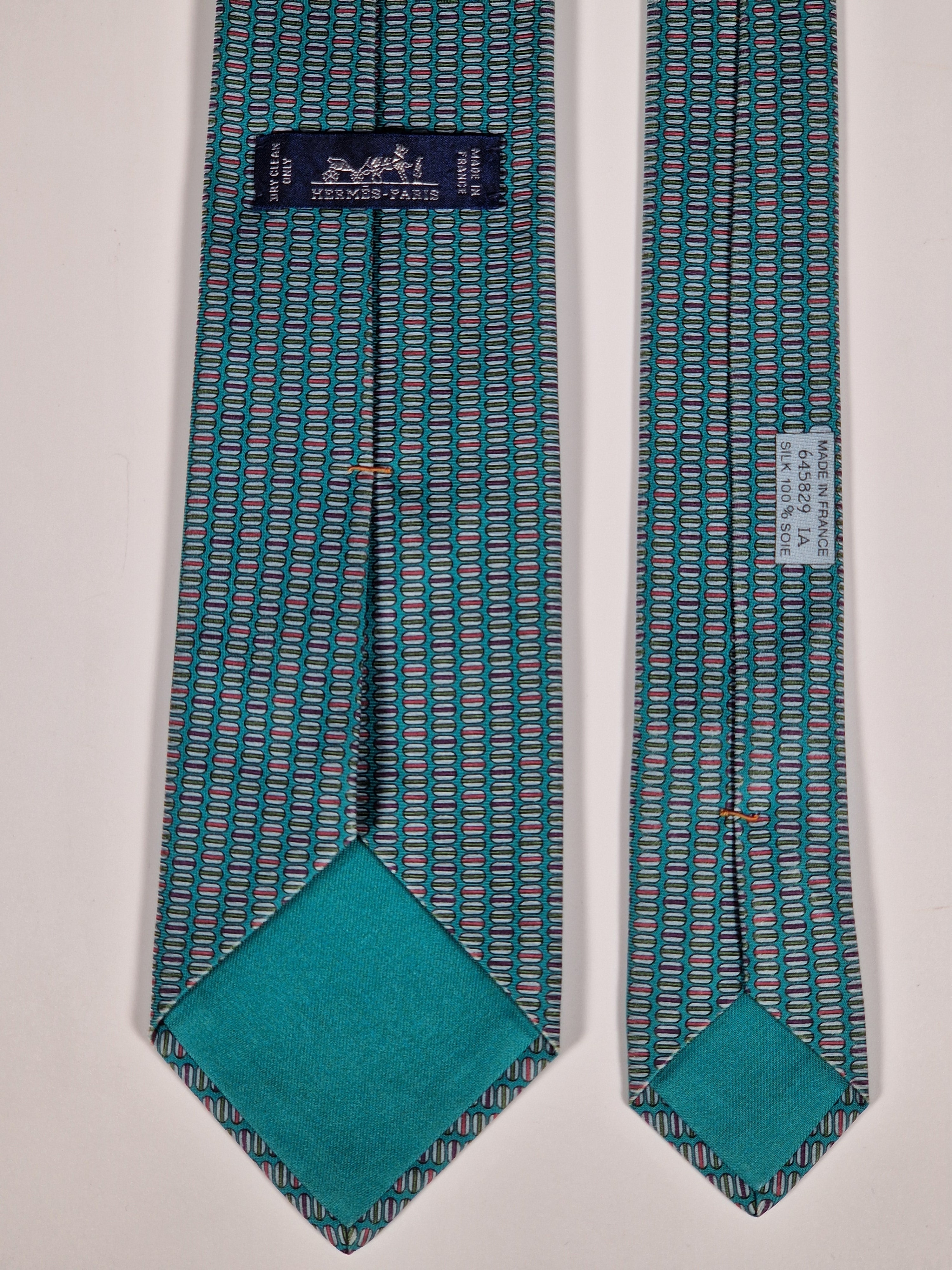 Hermès silk tie green whimsical macarons pattern 645829 IA