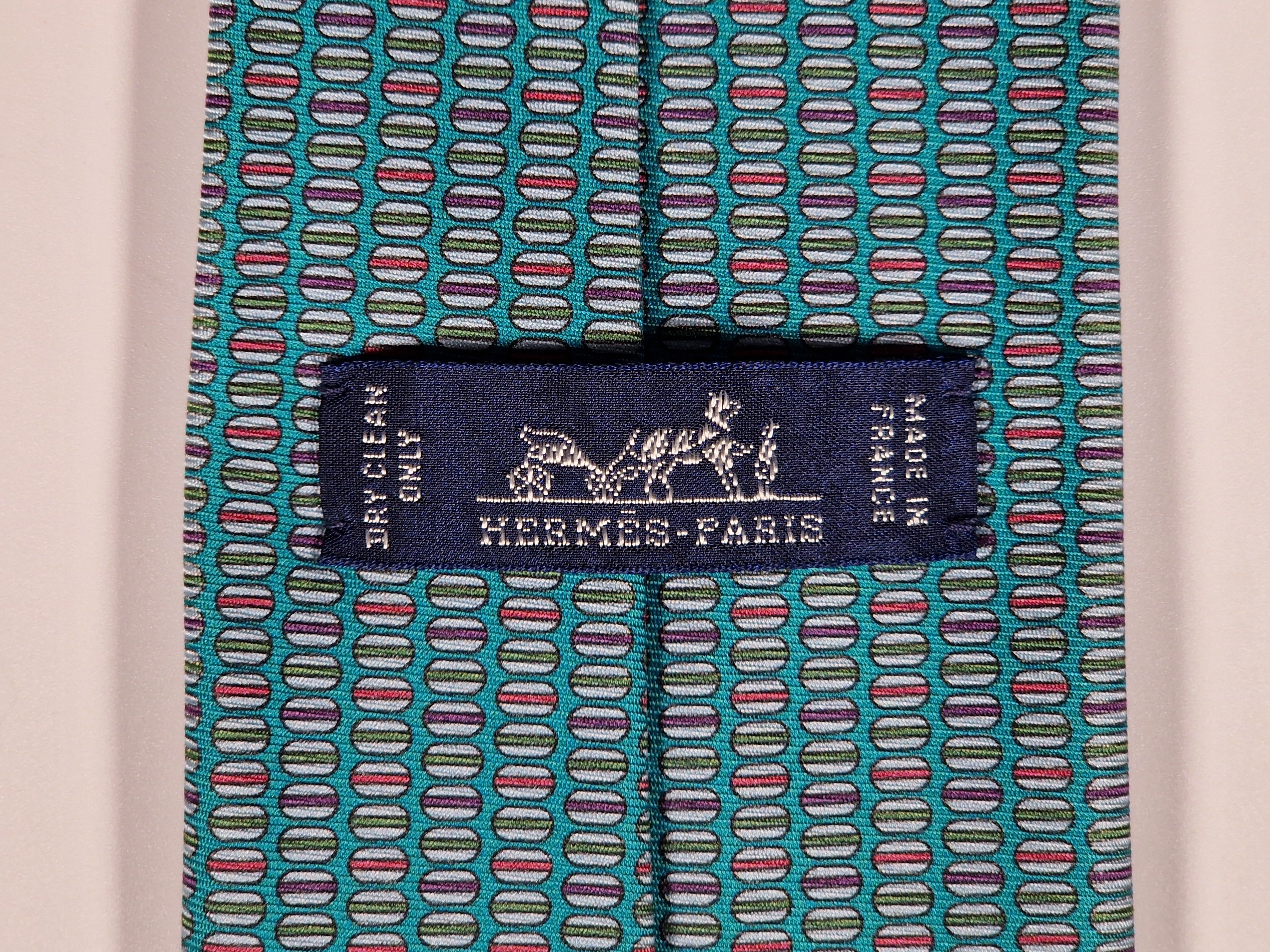 Hermès silk tie green whimsical macarons pattern 645829 IA
