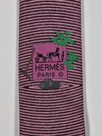 Hermès silk tie pink japanese garden pattern 645844 IA