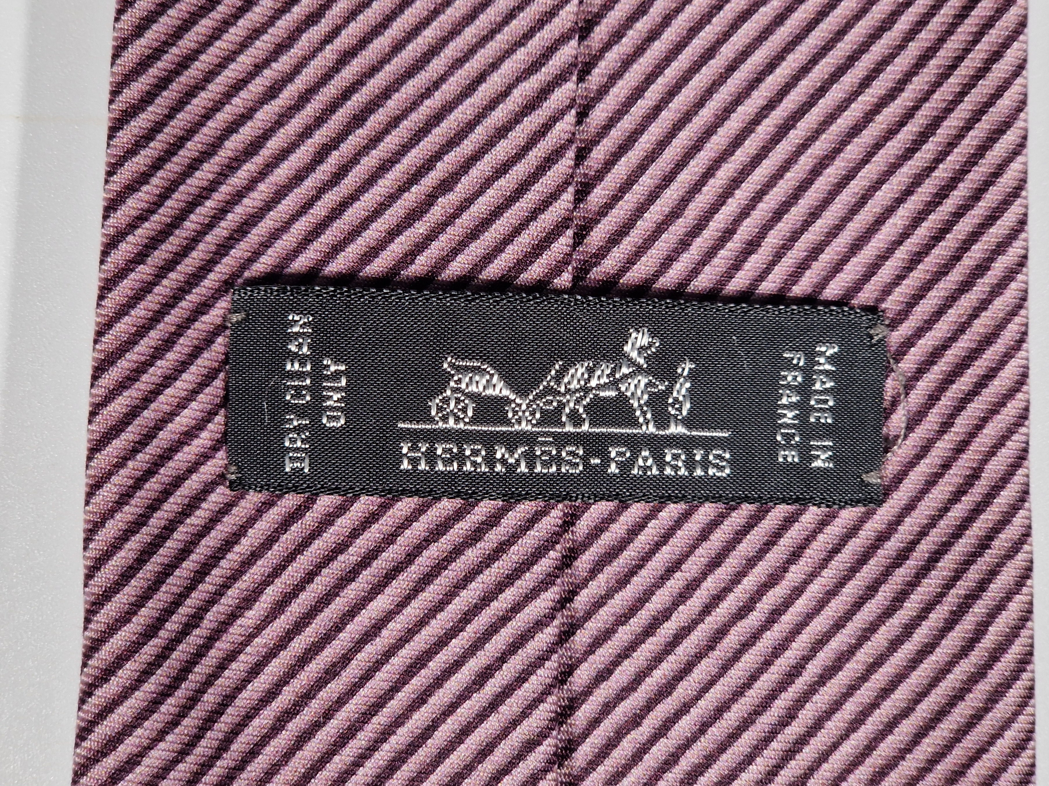 Hermès silk tie pink japanese garden pattern 645844 IA
