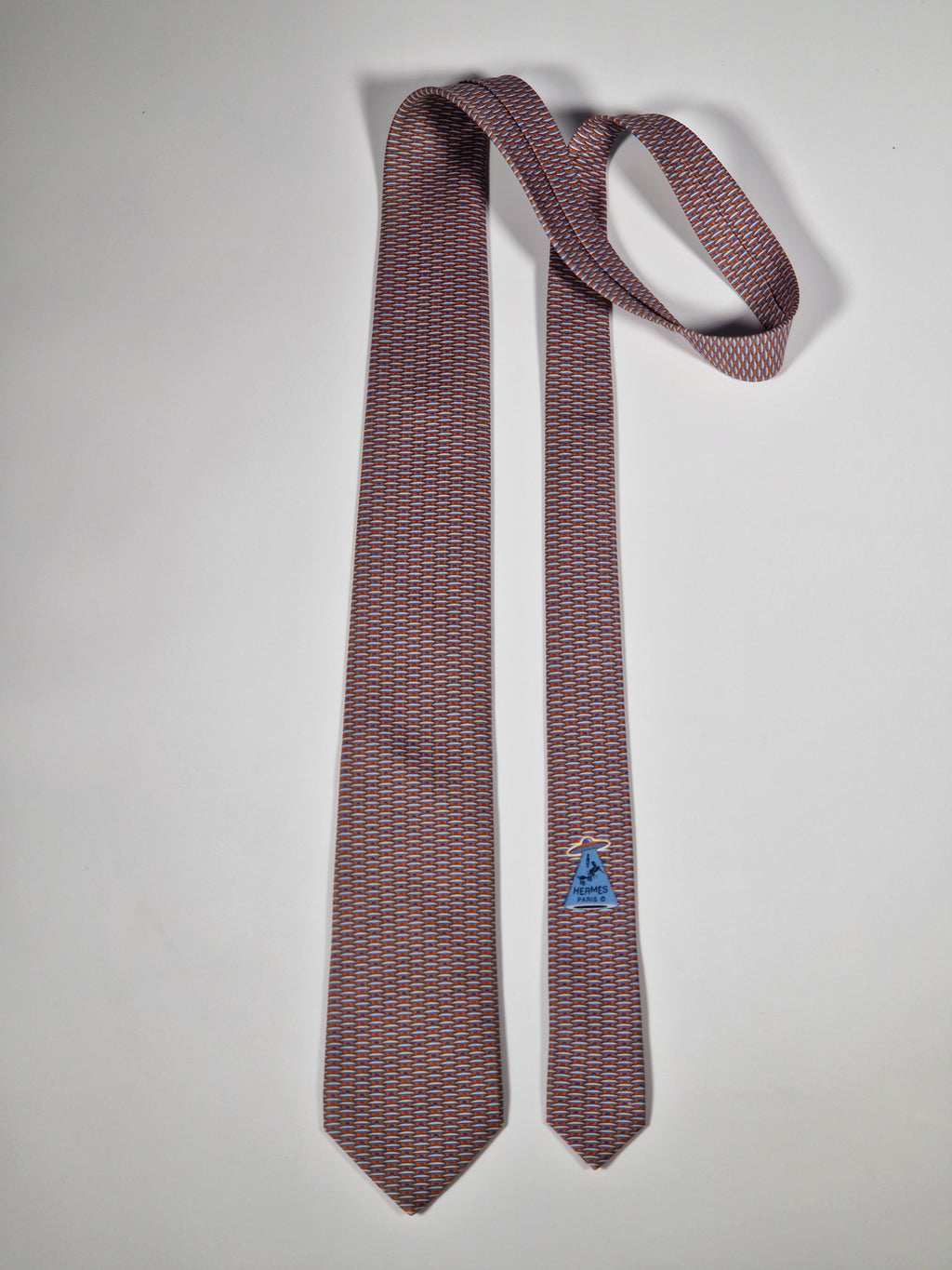 645846 Hermès tie orange UFO pattern Hermès 645846 IA tie orange