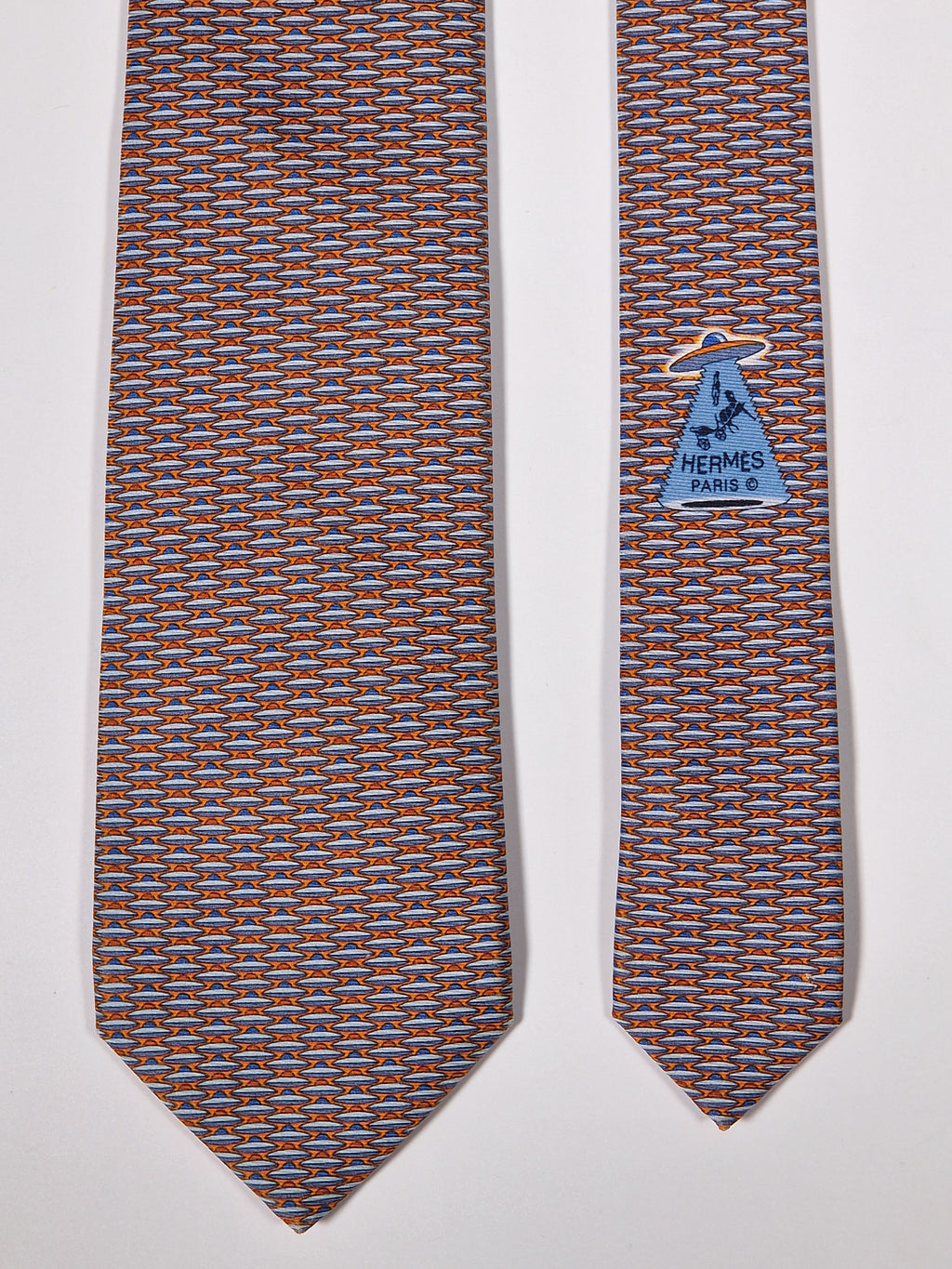 645846 Hermès tie orange UFO pattern Hermès 645846 IA tie orange