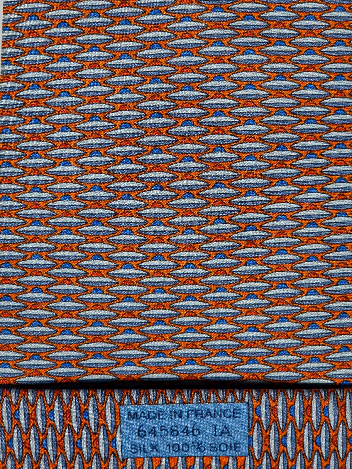 645846 Hermès tie orange UFO pattern Hermès 645846 IA tie orange