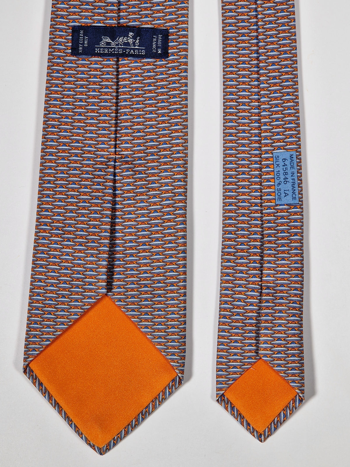 645846 Hermès tie orange UFO pattern Hermès 645846 IA tie orange
