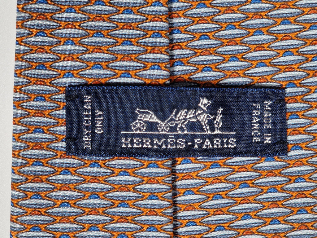 645846 Hermès tie orange UFO pattern Hermès 645846 IA tie orange