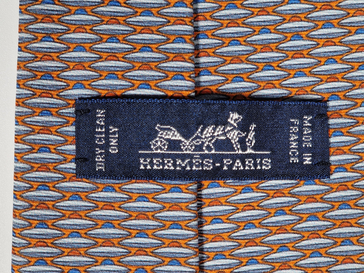 645846 Hermès tie orange UFO pattern Hermès 645846 IA tie orange