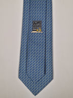 Hermès silk tie blue helmet whimsical pattern 645861 IA