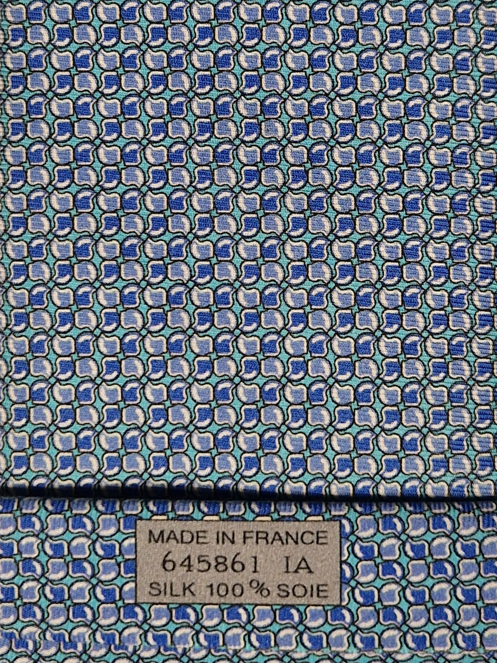 Hermès silk tie blue helmet whimsical pattern 645861 IA