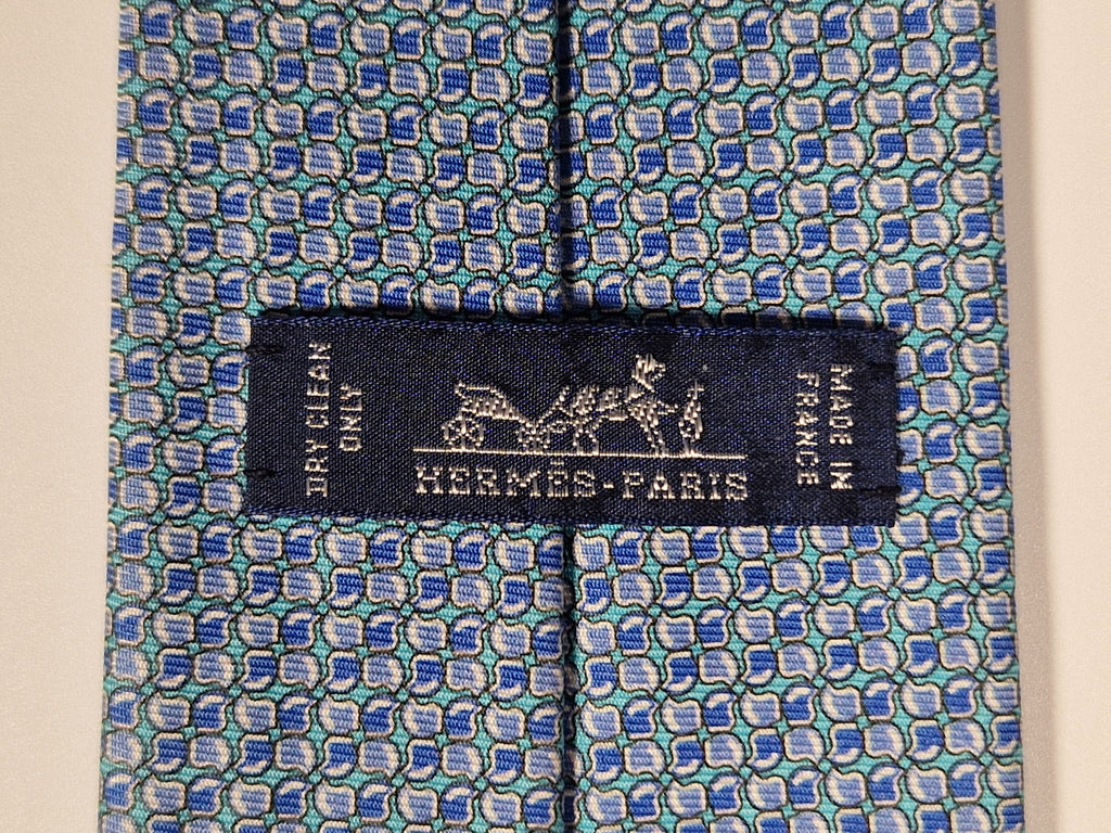 Hermès silk tie blue helmet whimsical pattern 645861 IA
