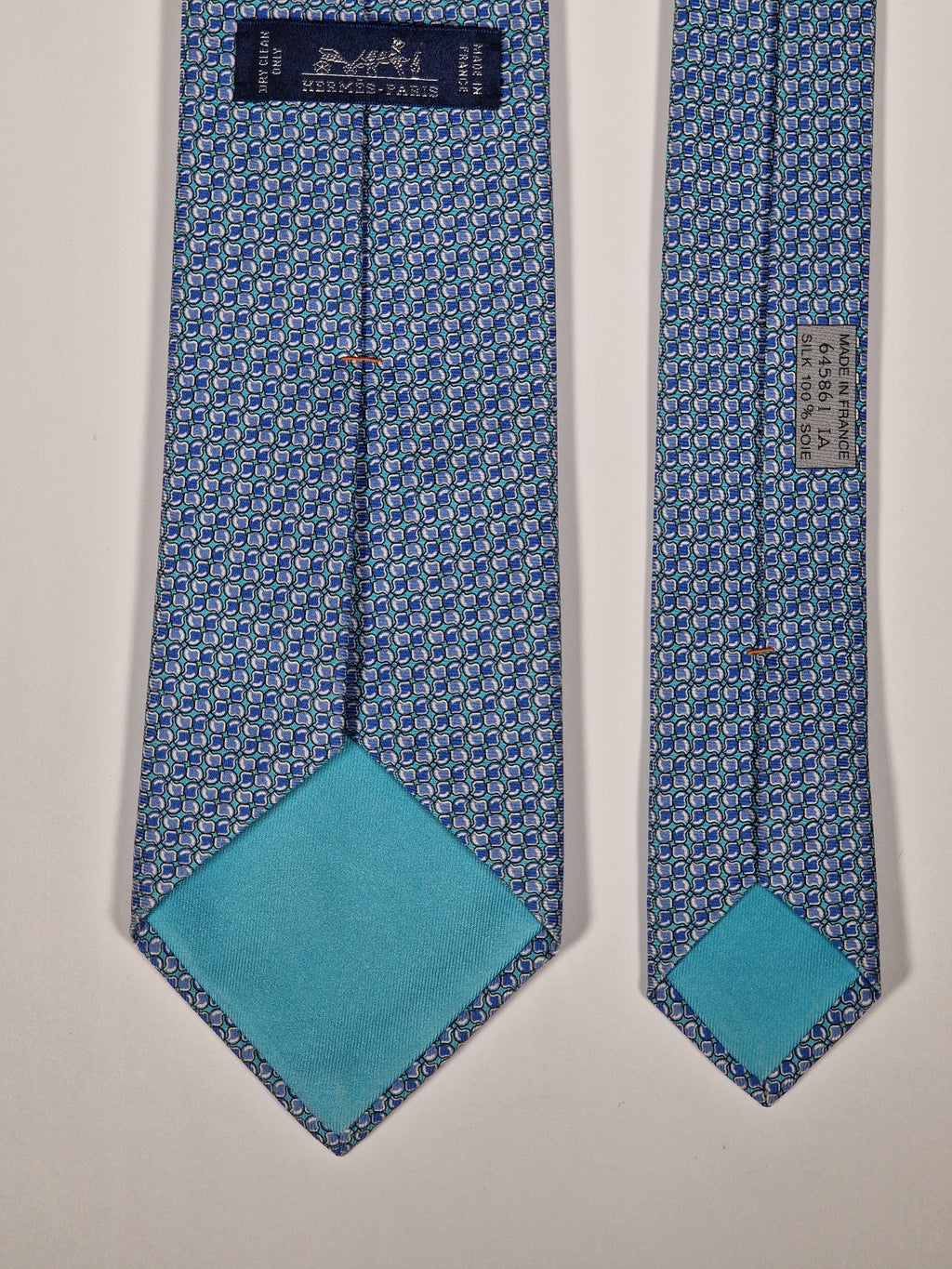 Hermès silk tie blue helmet whimsical pattern 645861 IA