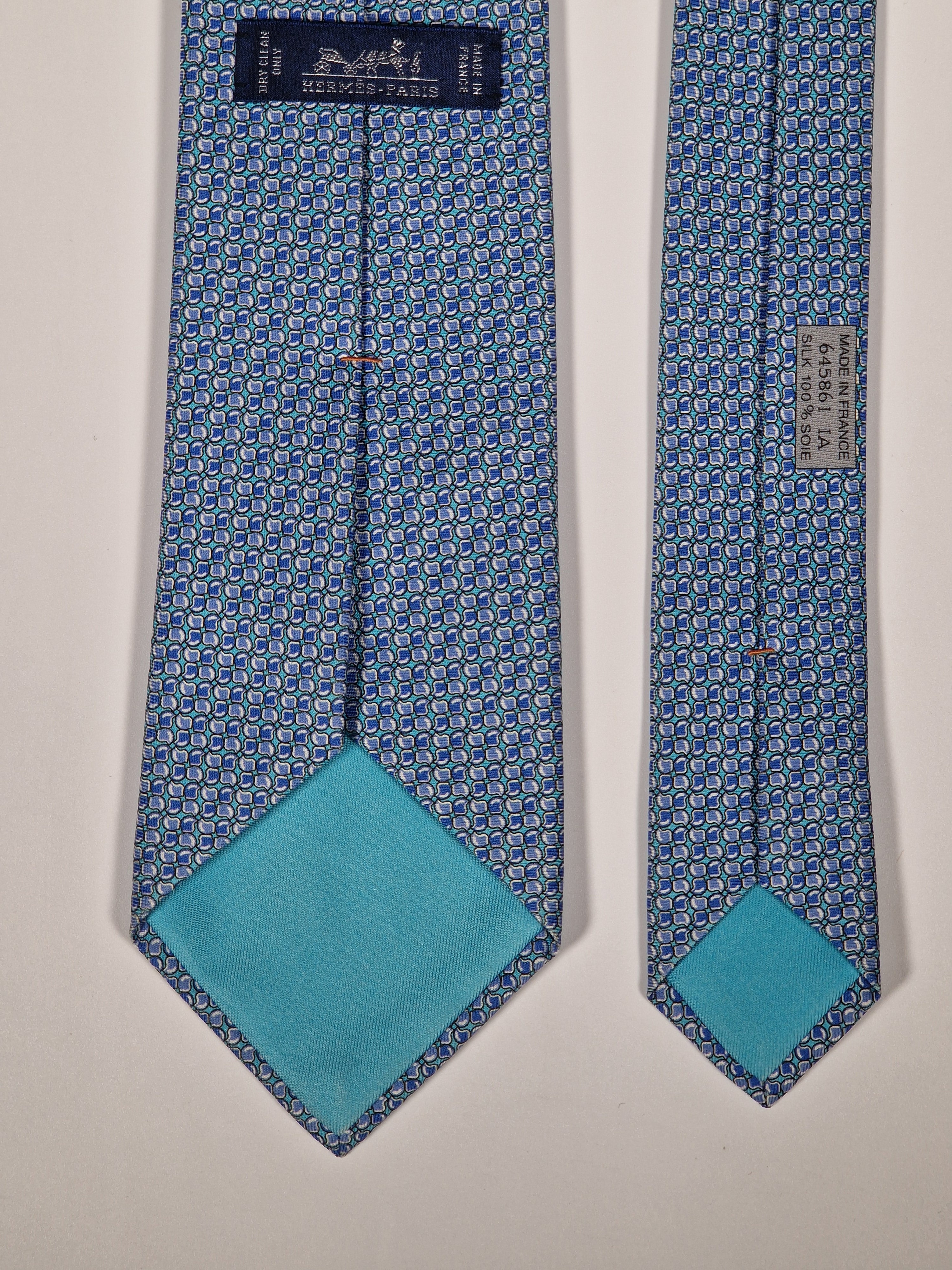 Hermès silk tie blue helmet whimsical pattern 645861 IA