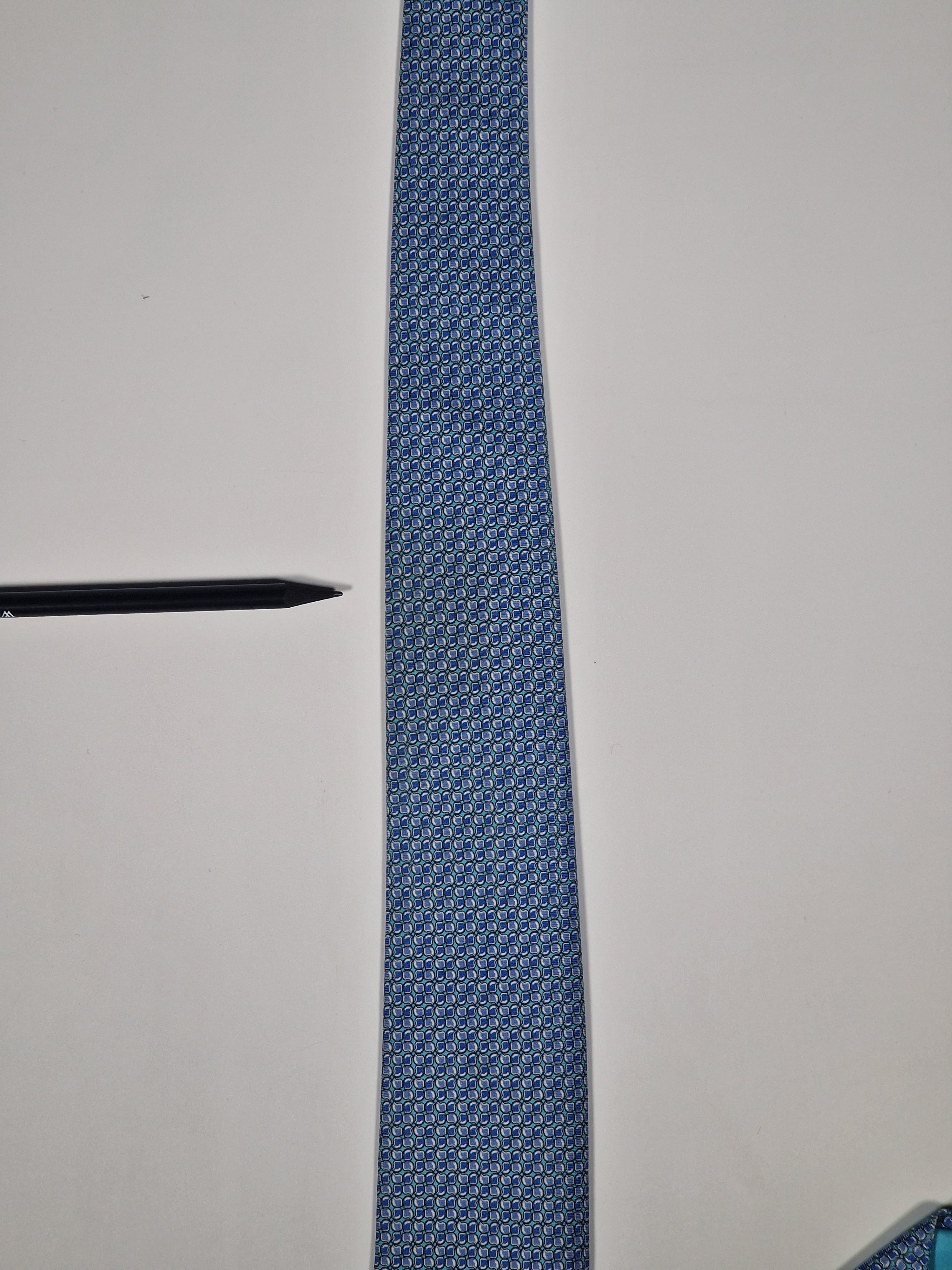 Hermès silk tie blue helmet whimsical pattern 645861 IA