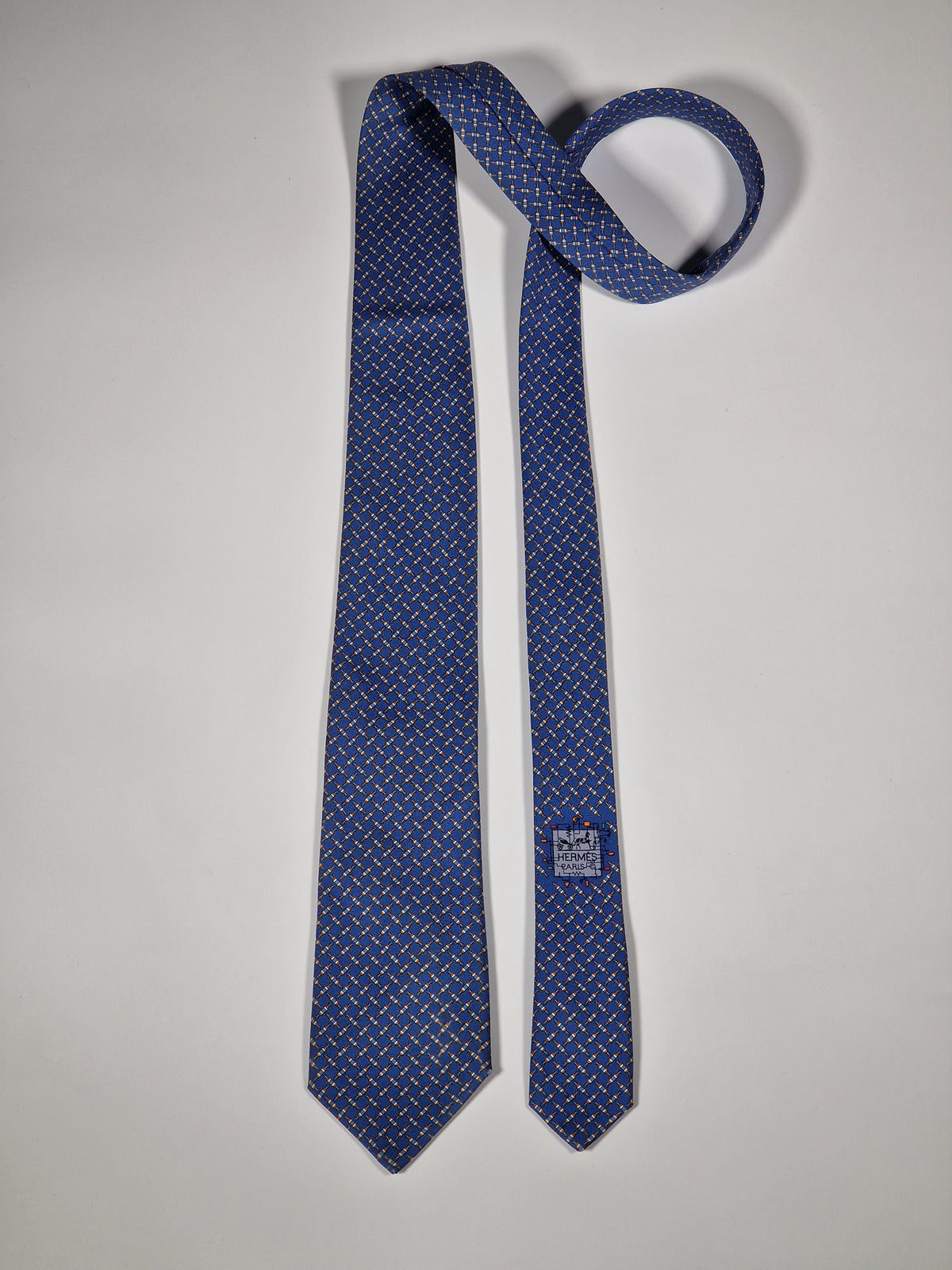 645862 Hermès tie blue electrical resistors 645862 IA
