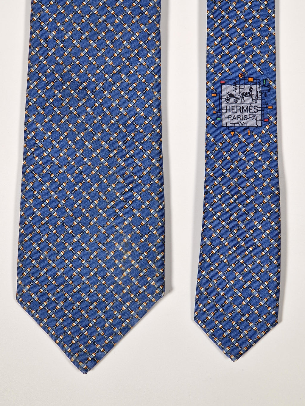 645862 Hermès tie blue electrical resistors 645862 IA
