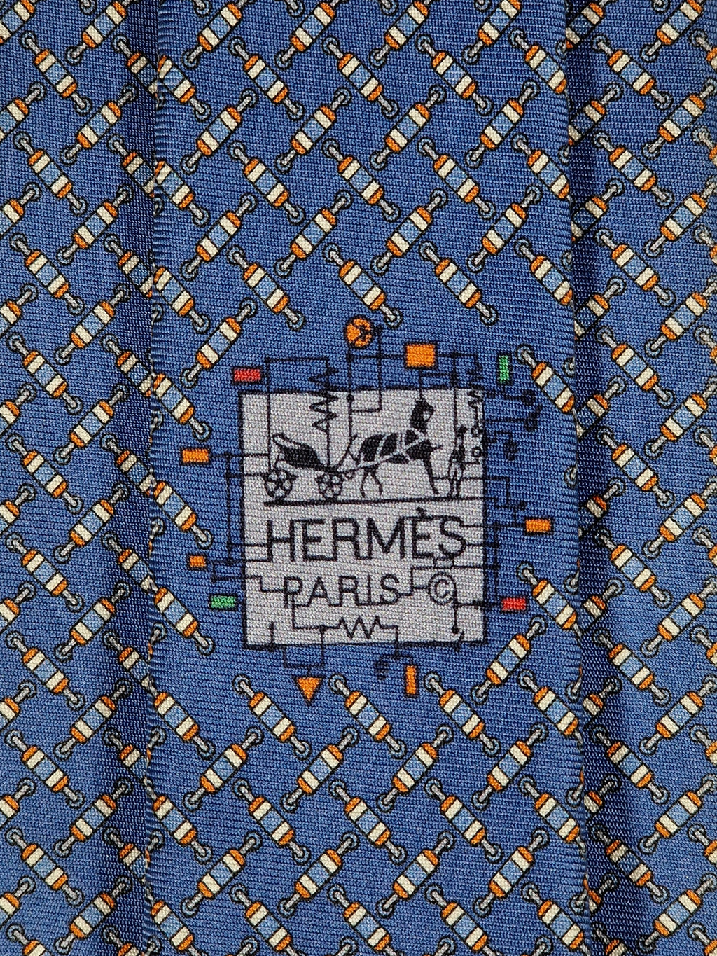 645862 Hermès tie blue electrical resistors 645862 IA