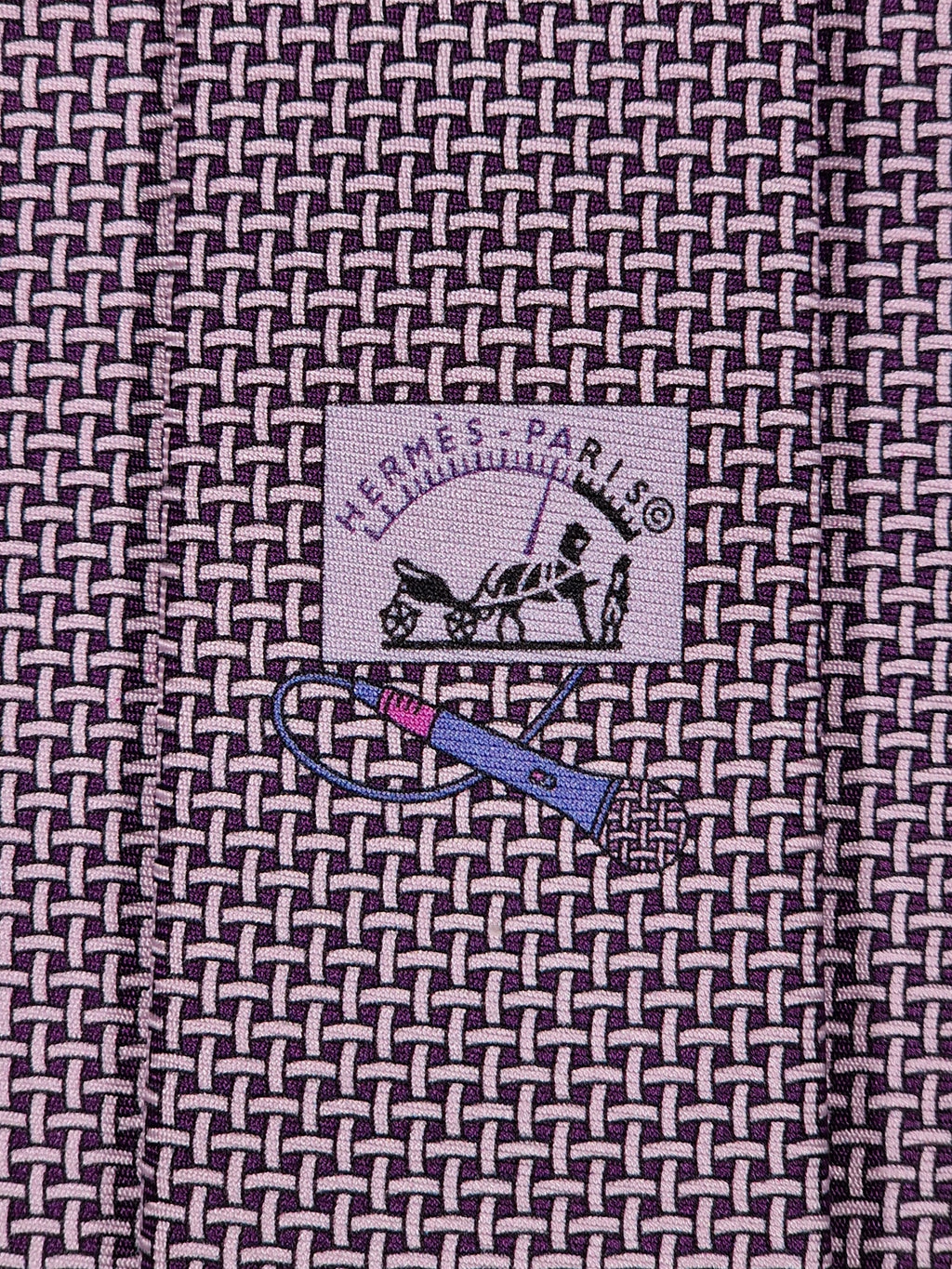 645868 Hermès tie purple Microphone pattern 645868 SA