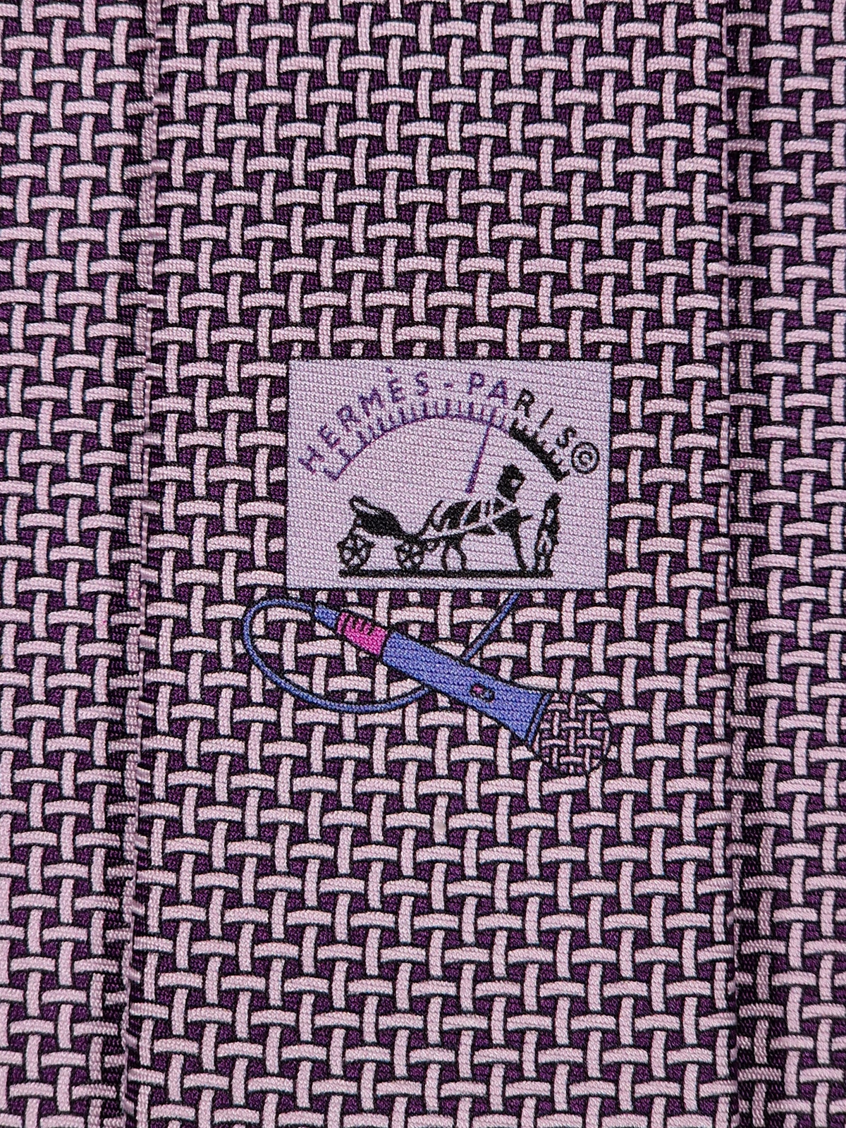 645868 Hermès tie purple Microphone pattern 645868 SA