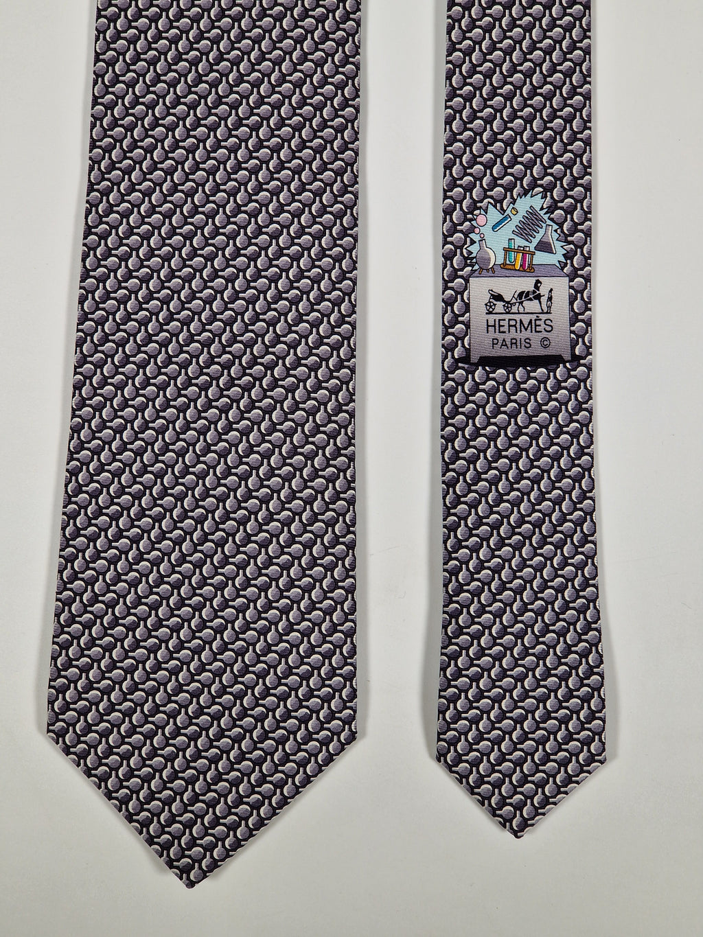 645918 Hermès tie antrachite whimsical lab explosion 645918 SA