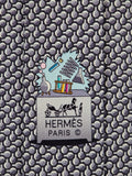 645918 Hermès tie antrachite whimsical lab explosion 645918 SA