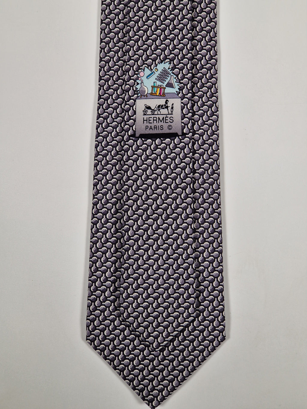 645918 Hermès tie antrachite whimsical lab explosion 645918 SA