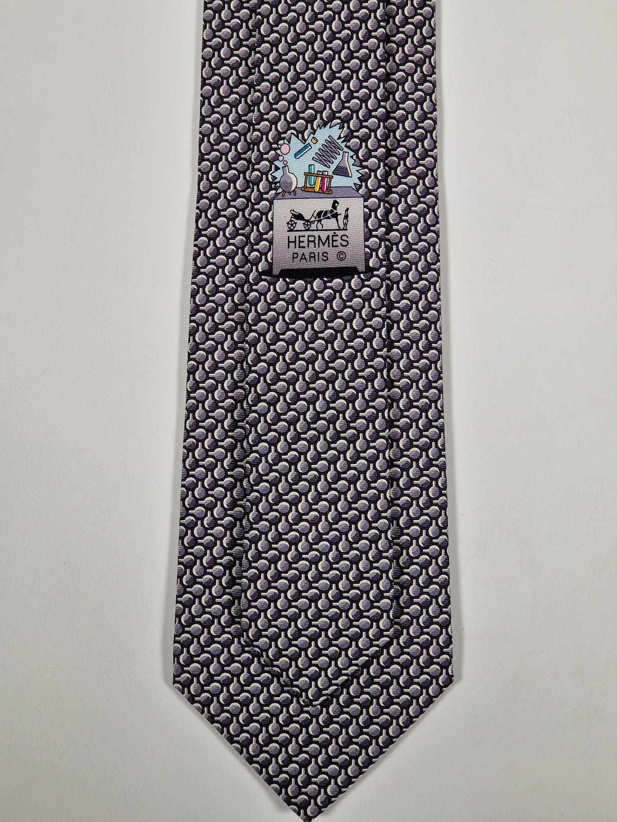 645918 Hermès tie antrachite whimsical lab explosion 645918 SA