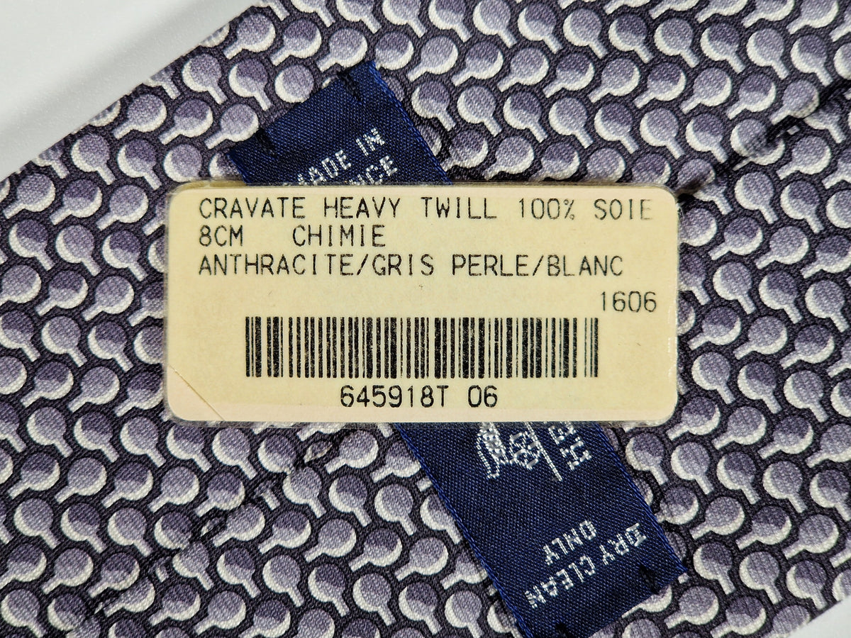 645918 Hermès tie antrachite whimsical lab explosion 645918 SA