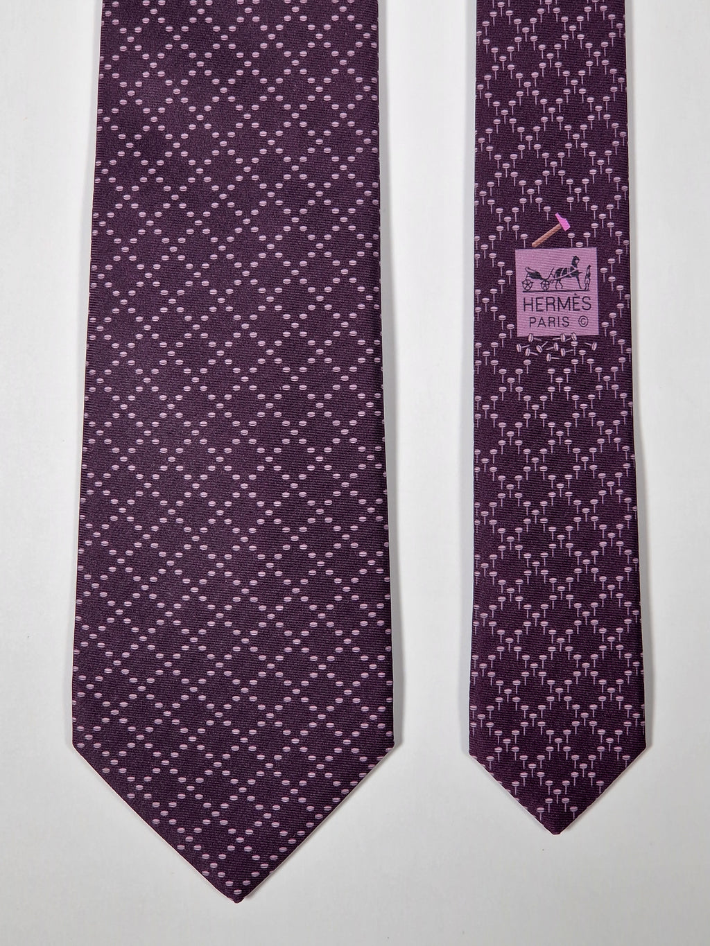 645931 Hermès tie burgundy nails pattern 645931 TA