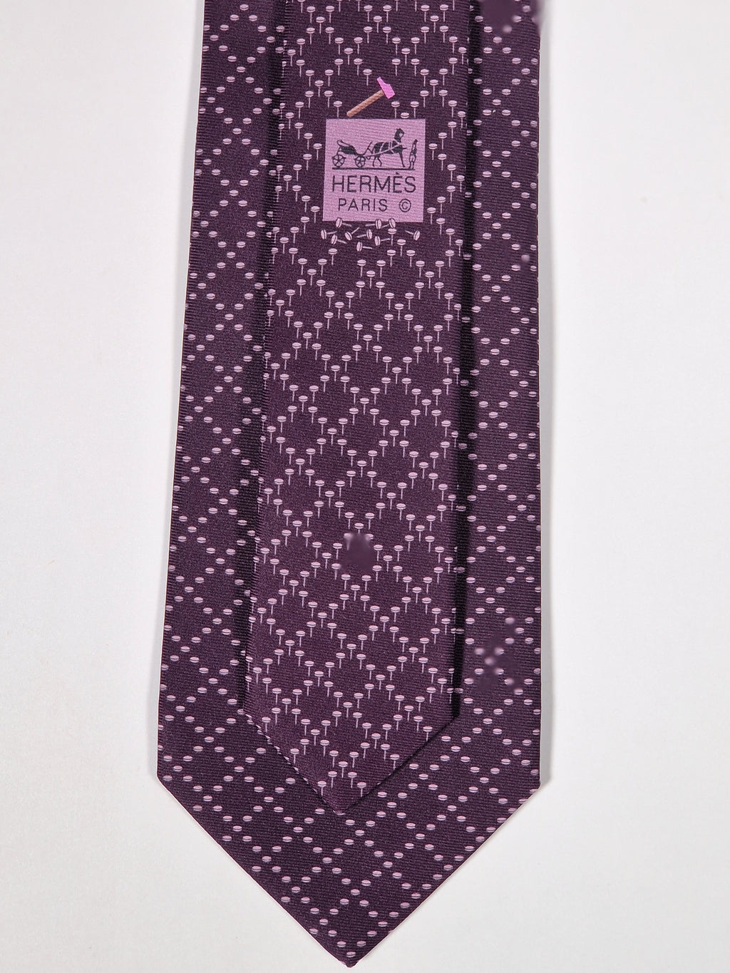 645931 Hermès tie burgundy nails pattern 645931 TA