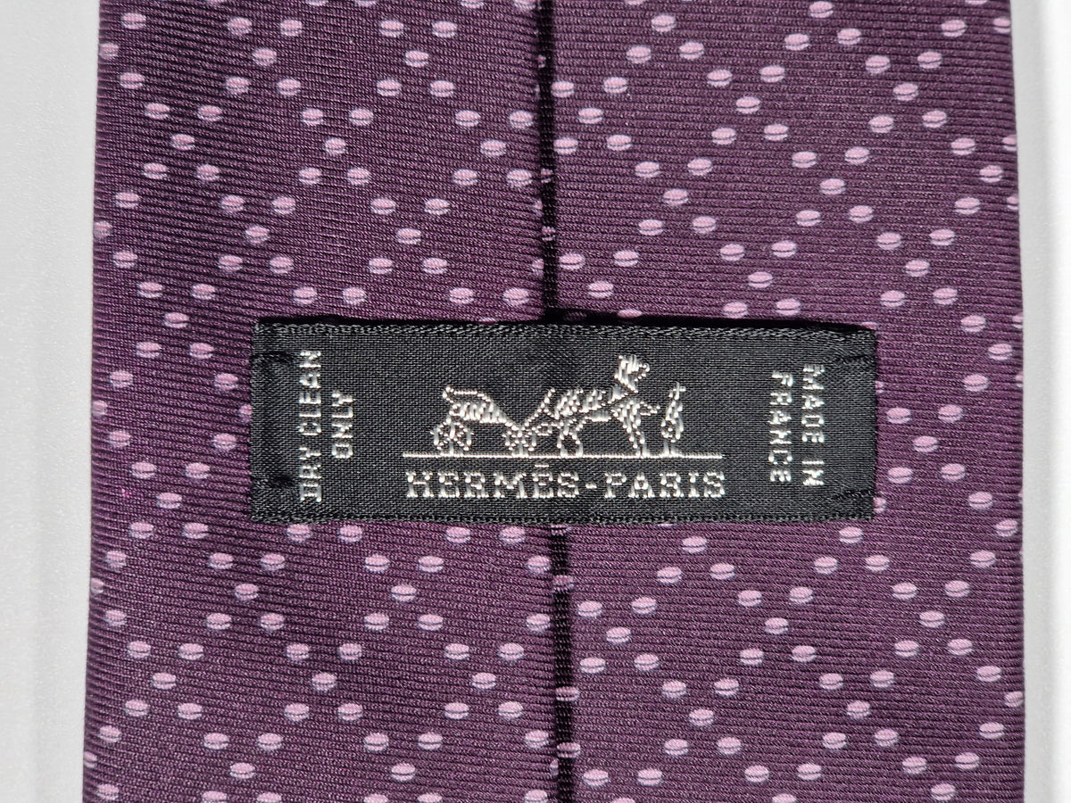 645931 Hermès tie burgundy nails pattern 645931 TA