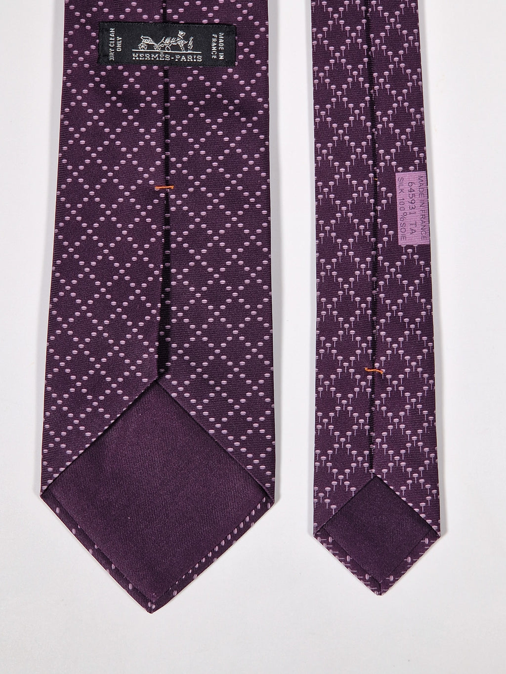 645931 Hermès tie burgundy nails pattern 645931 TA