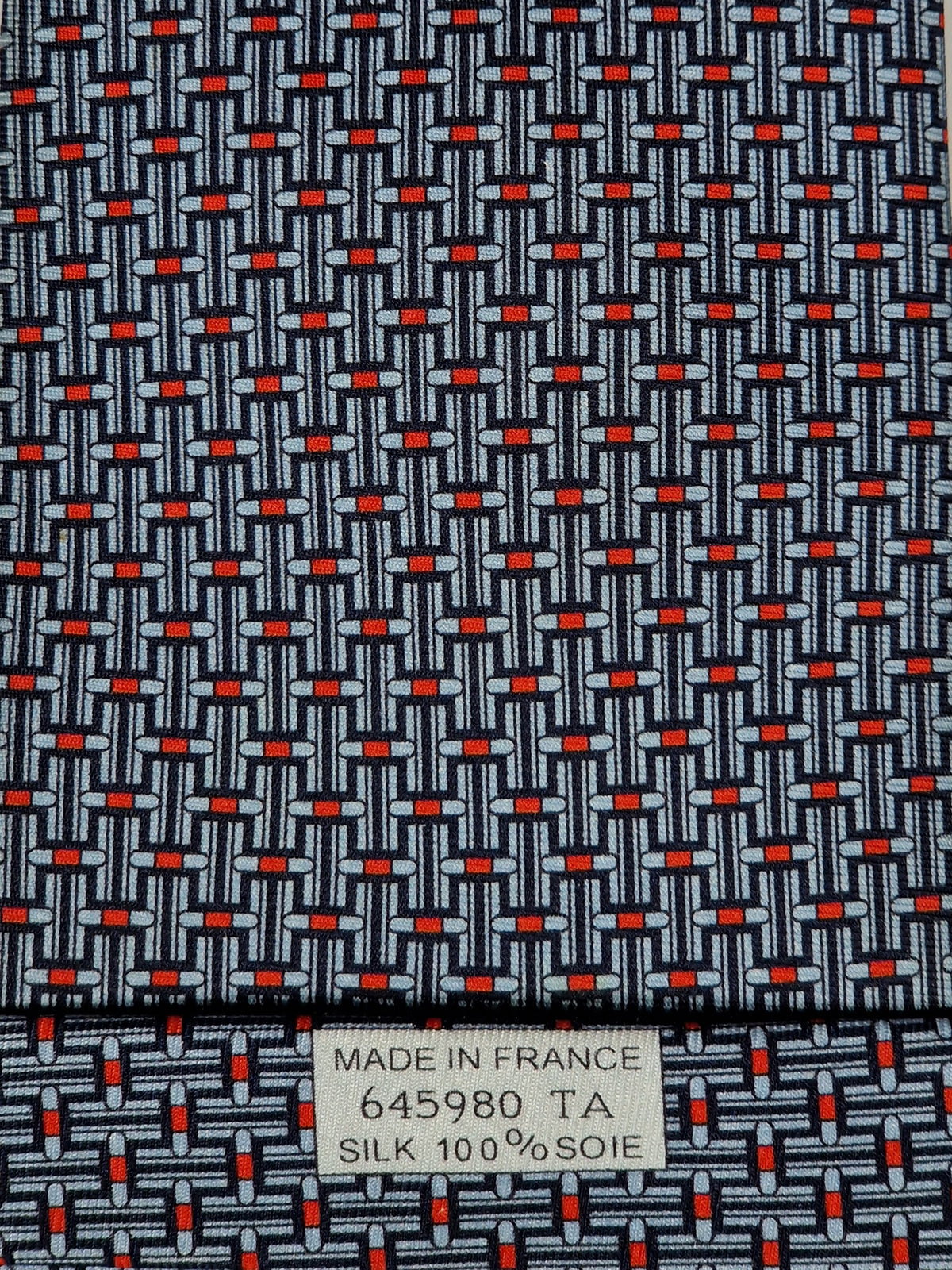 645980 Hermès tie blue equestrian jumping obstacles 645980 TA