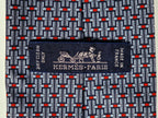 645980 Hermès tie blue equestrian jumping obstacles 645980 TA