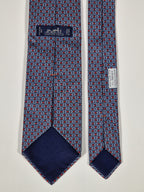 645980 Hermès tie blue equestrian jumping obstacles 645980 TA