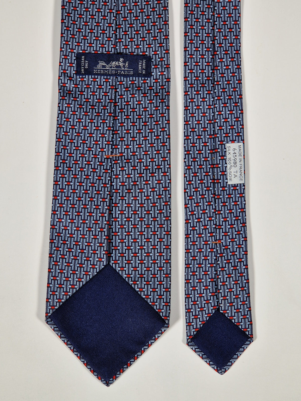 645980 Hermès tie blue equestrian jumping obstacles 645980 TA