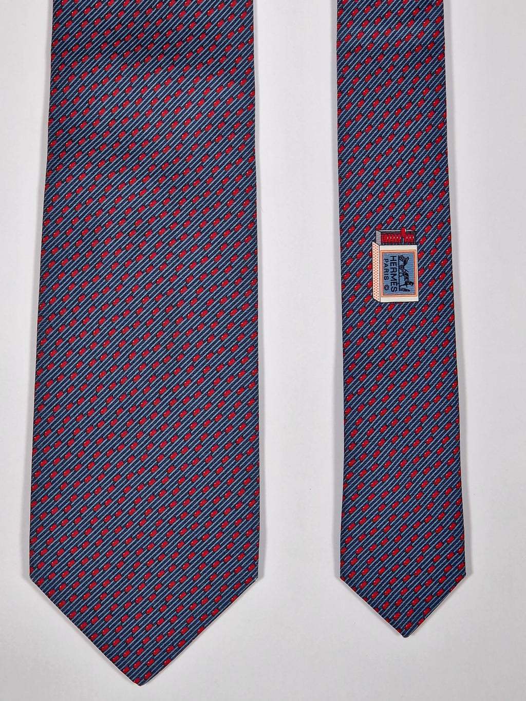 645997 Hermès tie blue matchstick pattern 645997 OA