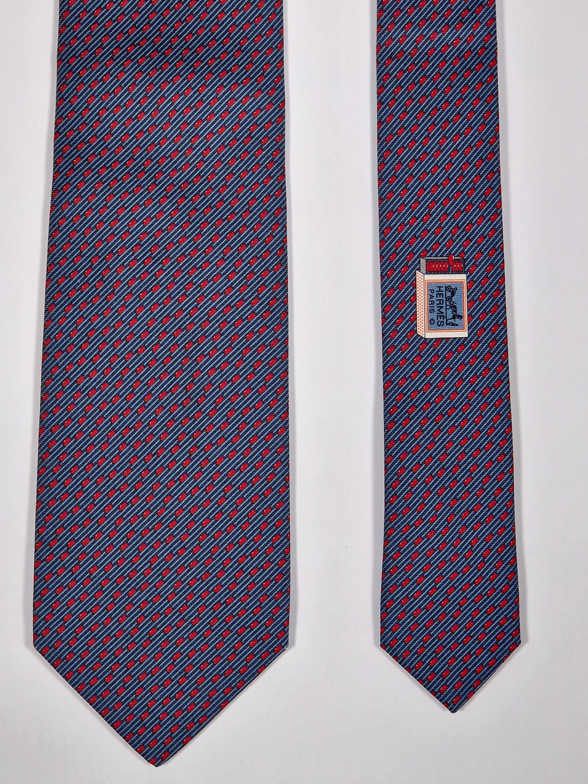 645997 Hermès tie blue matchstick pattern 645997 OA