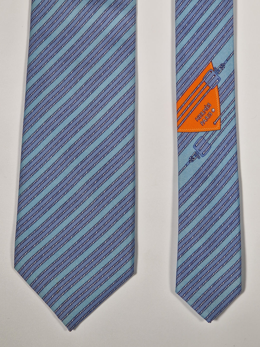 646007 Hermès tie blue rope pattern Hermès 646007 OA tie blue