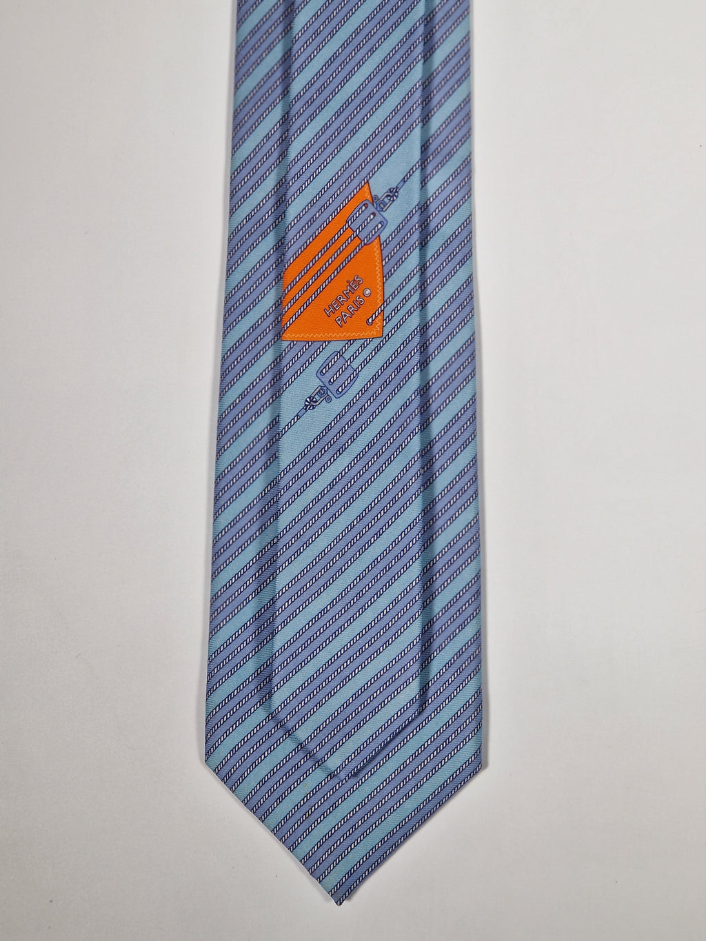 646007 Hermès tie blue rope pattern Hermès 646007 OA tie blue