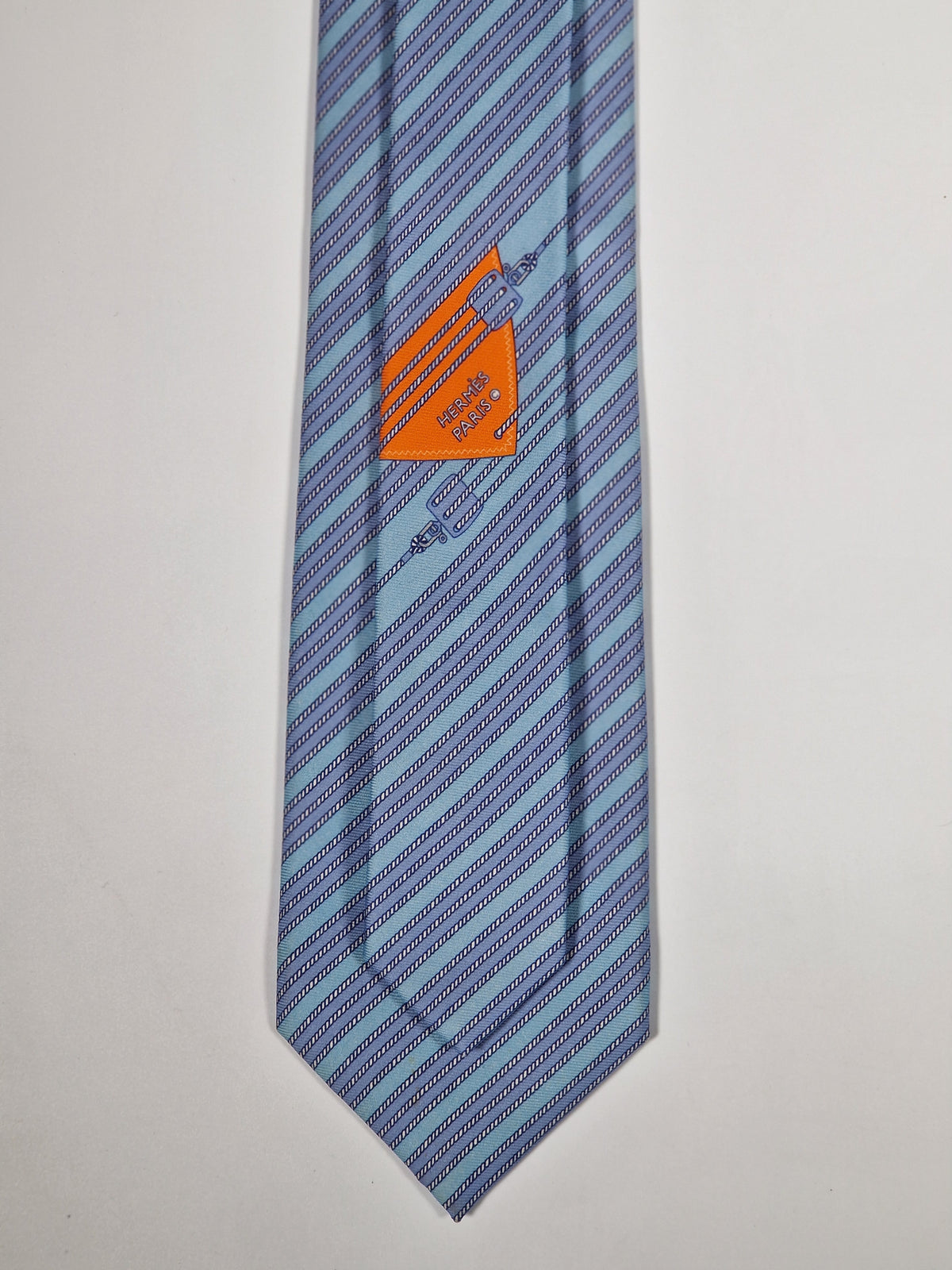 646007 Hermès tie blue rope pattern Hermès 646007 OA tie blue