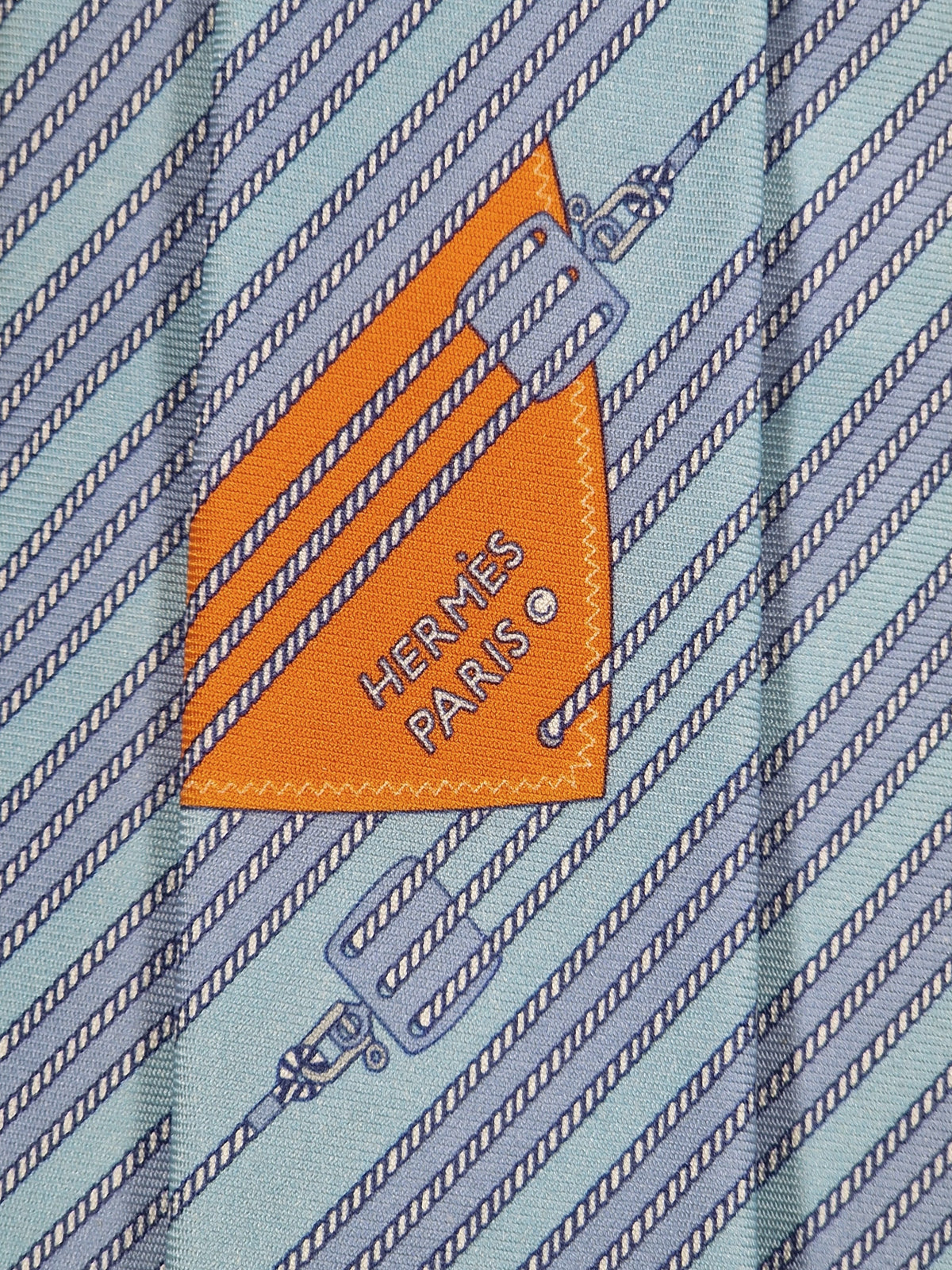 646007 Hermès tie blue rope pattern Hermès 646007 OA tie blue